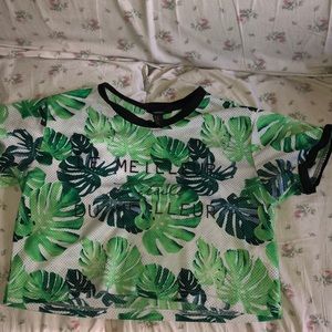 Cropped see-through tree based short sleeved shirt